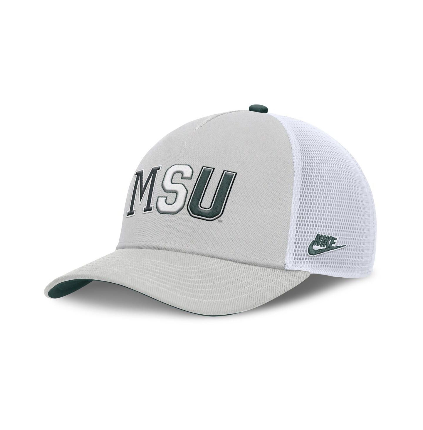 Кепка Nike Gray Michigan State Spartans 2026 Basketball Refresh 5-Panel Rise Trucker Hat — фото 1