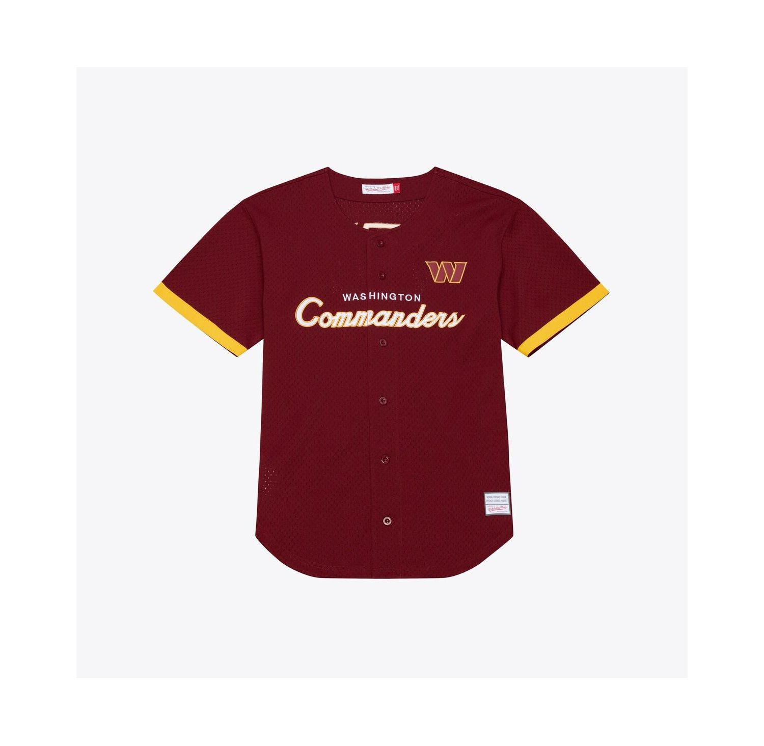 Men's Burgundy Washington Commanders Head Coach Mesh Full-Button Fashion Jersey