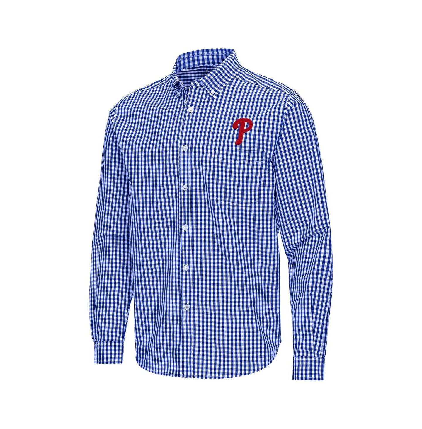 Мужская рубашка Antigua Royal Philadelphia Phillies Ellis Woven Tri-Blend Button-Down — фото 2