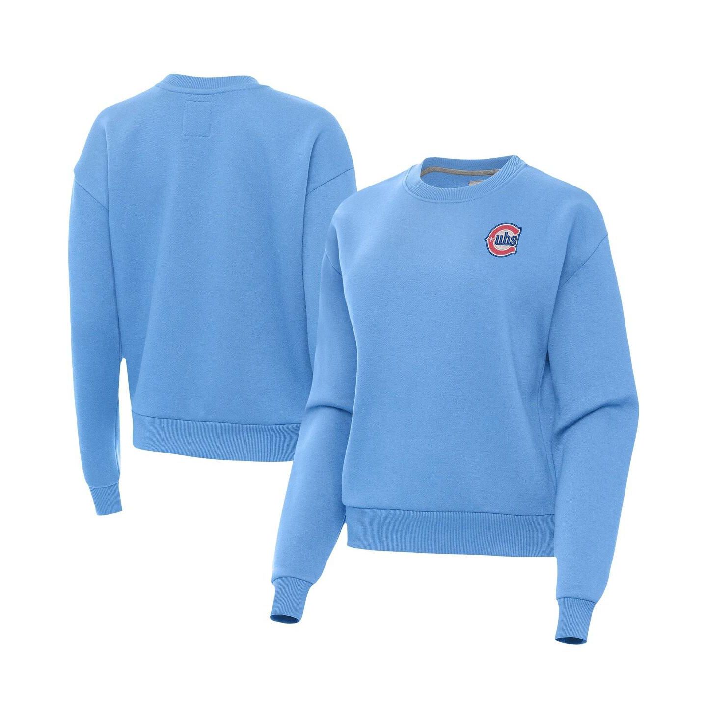Женская толстовка Antigua Powder Blue Chicago Cubs Alternate Logo Victory Pullover — фото 1