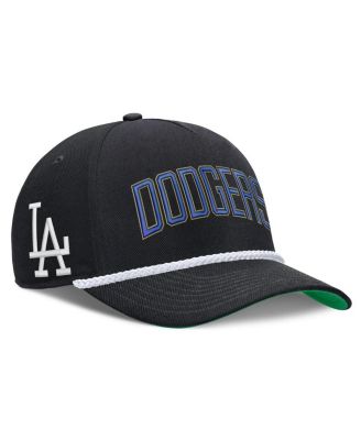Men's Black Los Angeles Dodgers Cooperstown Collection Rise Adjustable Hat