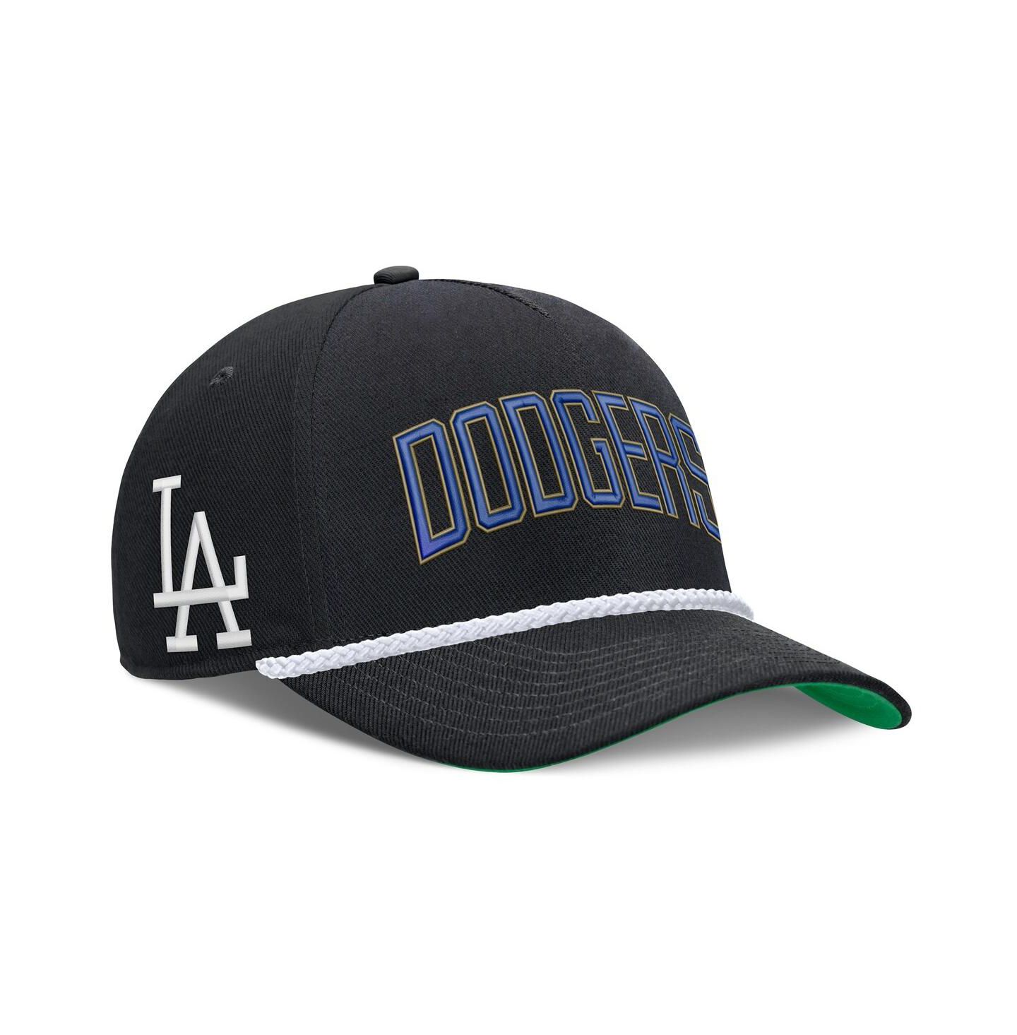 Мужская кепка Nike Black Los Angeles Dodgers Cooperstown Collection Rise Adjustable Hat — фото 1