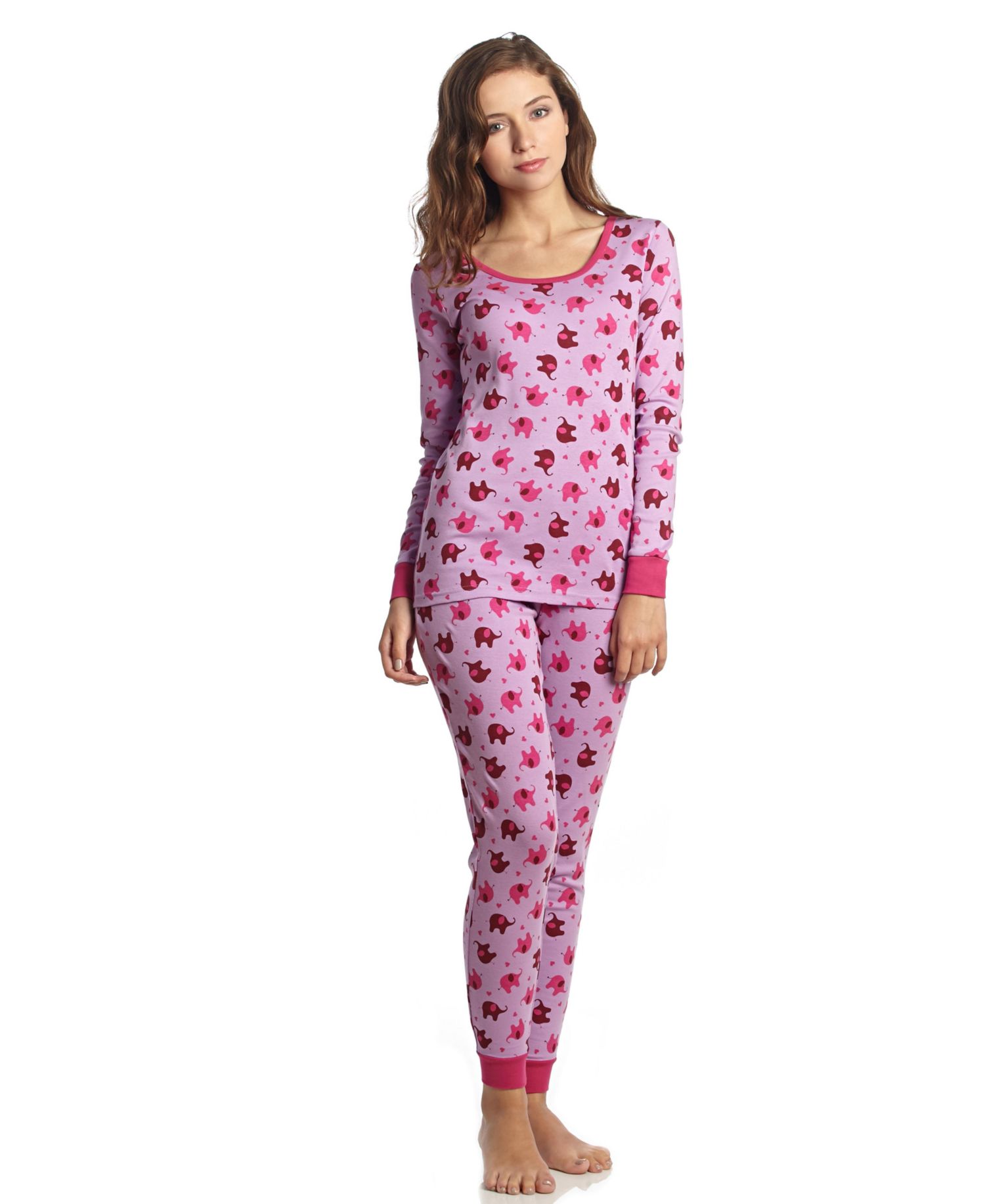Women's Matching Family Two-Piece Cotton Long Sleeve Shirt and Pants Print Pajamas