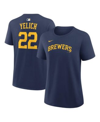Women's Christian Yelich Navy Milwaukee Brewers Name and Number T-Shirt