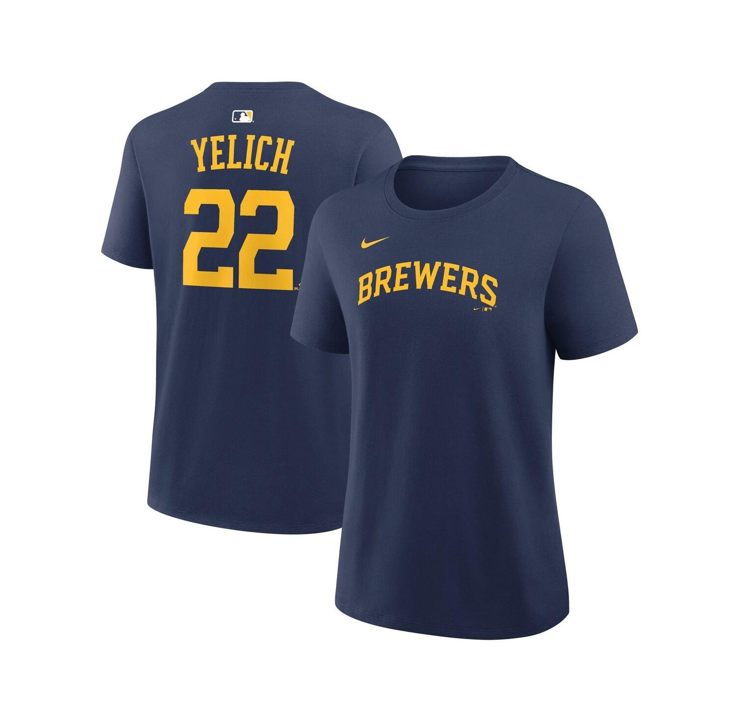 Women's Christian Yelich Navy Milwaukee Brewers Name and Number T-Shirt