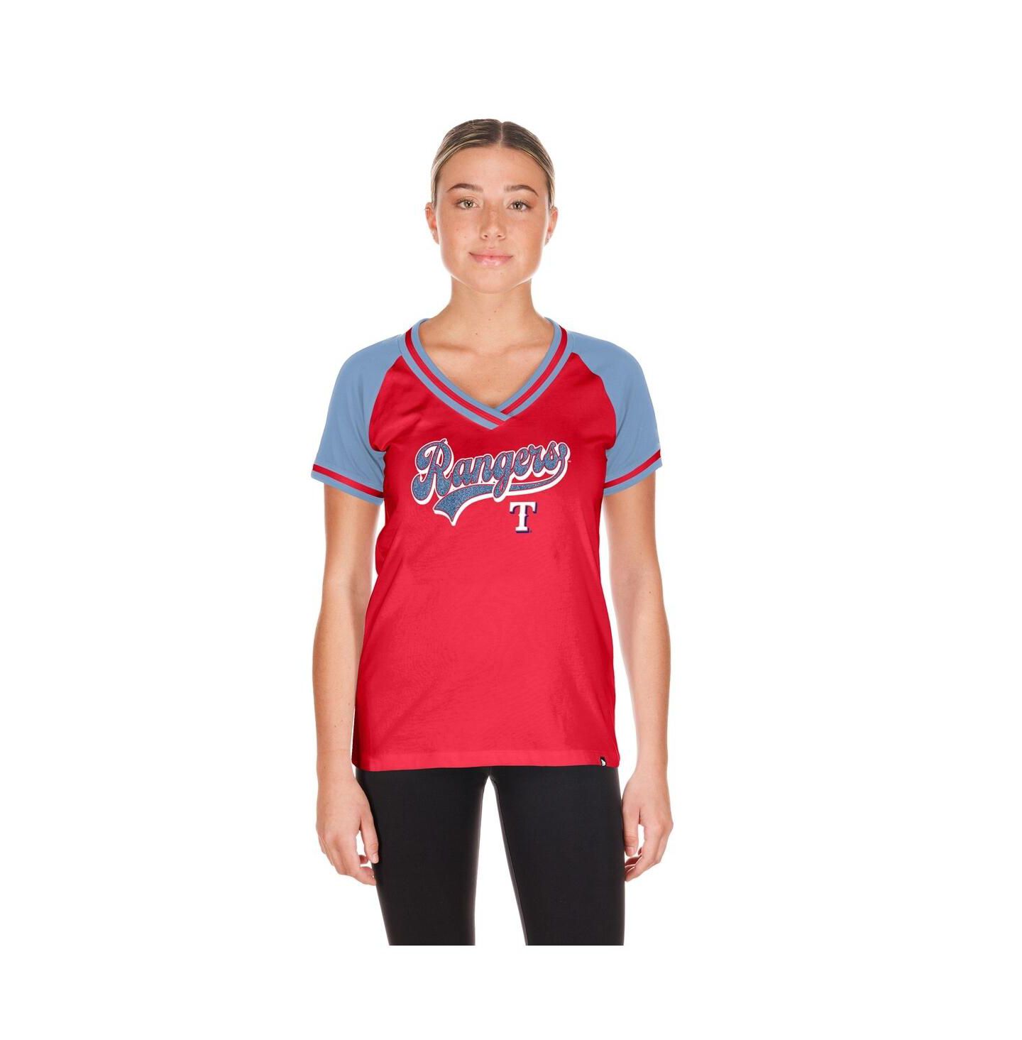Женская футболка New Era Red Texas Rangers Gameday V-Neck — фото 1