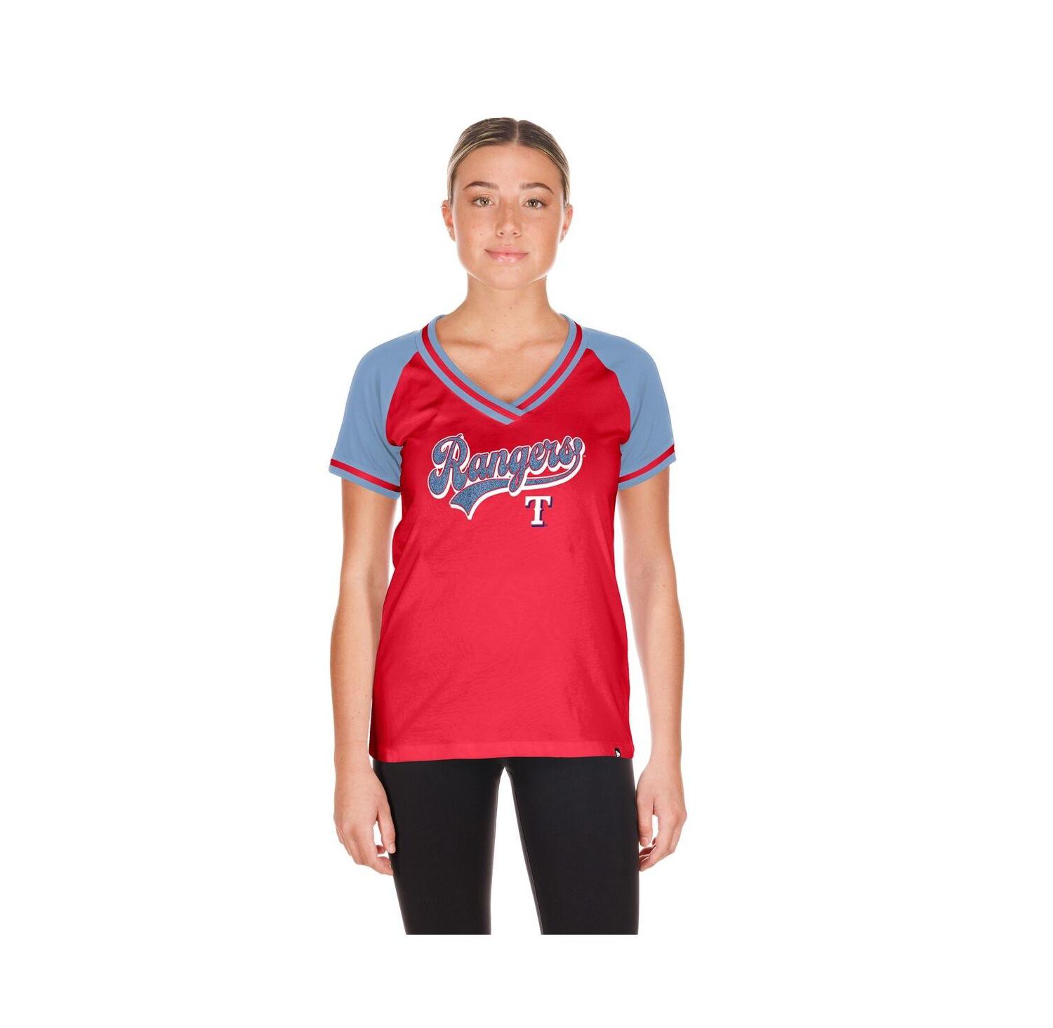 Women's Red Texas Rangers Gameday V-Neck T-Shirt