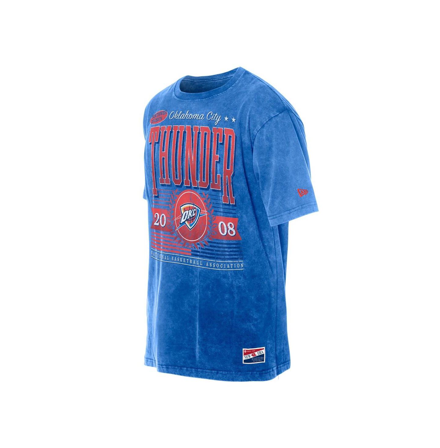 Мужская футболка New Era Blue Oklahoma City Thunder Oversized Throwback Collection Mineral Wash — фото 2