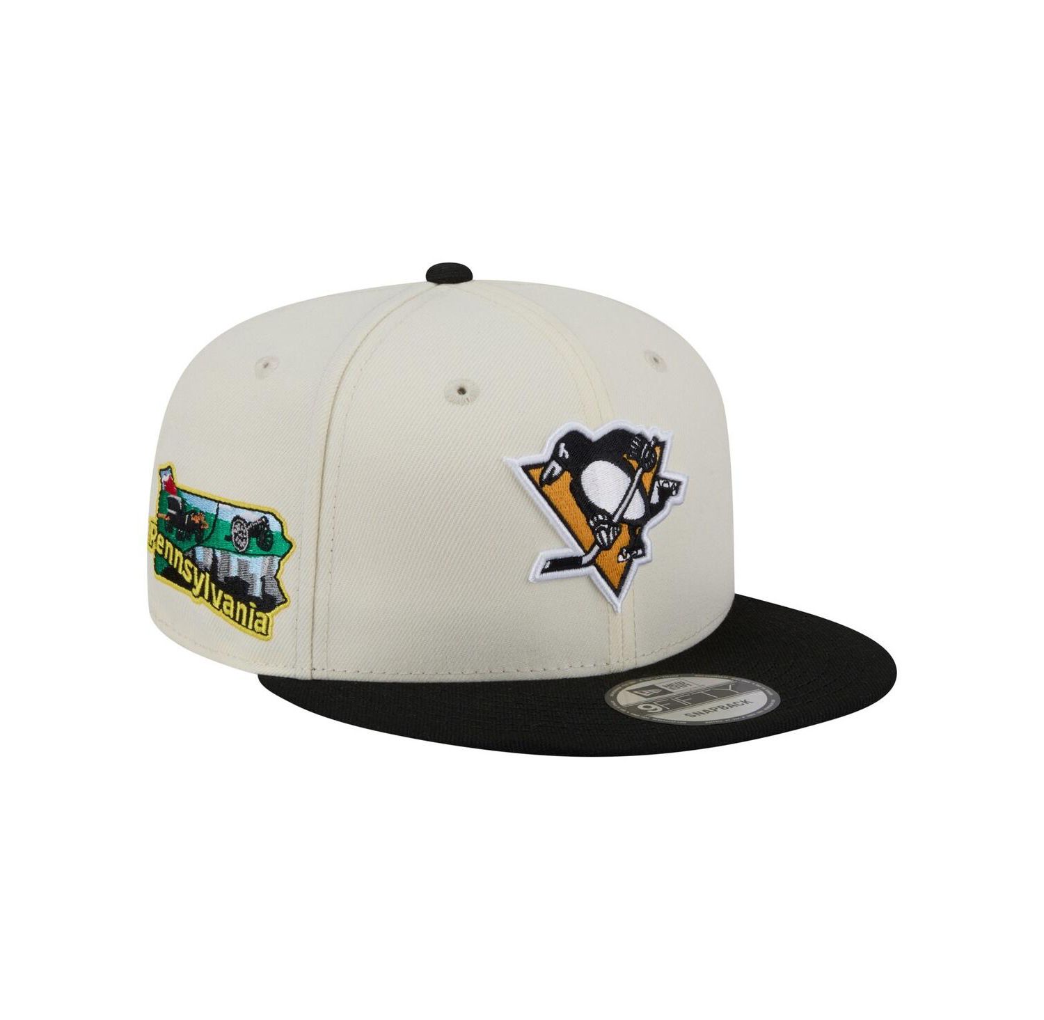 Men's White/Black Pittsburgh Penguins Injection Localized Two-Tone 9FIFTY Snapback Hat