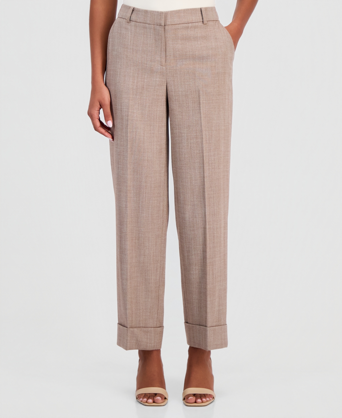 Anne Klein Women's High Rise Cuffed Straight-Leg Pants