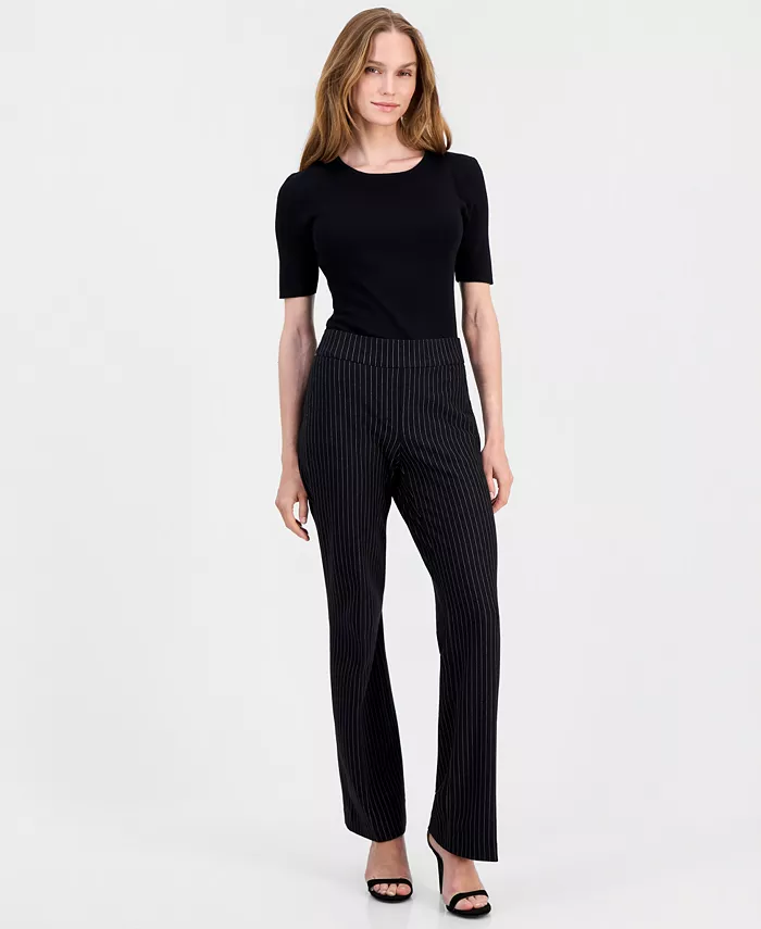 Women's Pinstriped Mid Rise Pull-On Pants - thumbnail 2