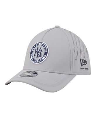 Men's Gray New York Yankees Patch 39THIRTY A-Frame M-Crown Perforated Flex Hat