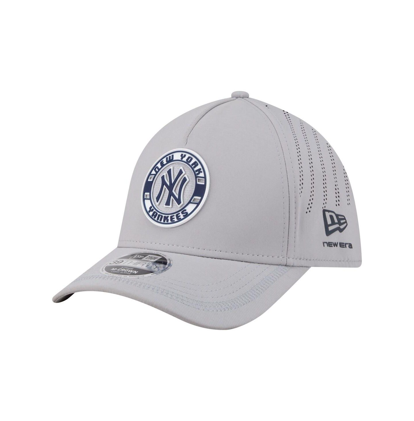 Мужская кепка New Era Gray New York Yankees Patch 39THIRTY A-Frame M-Crown Perforated Flex Hat — фото 1
