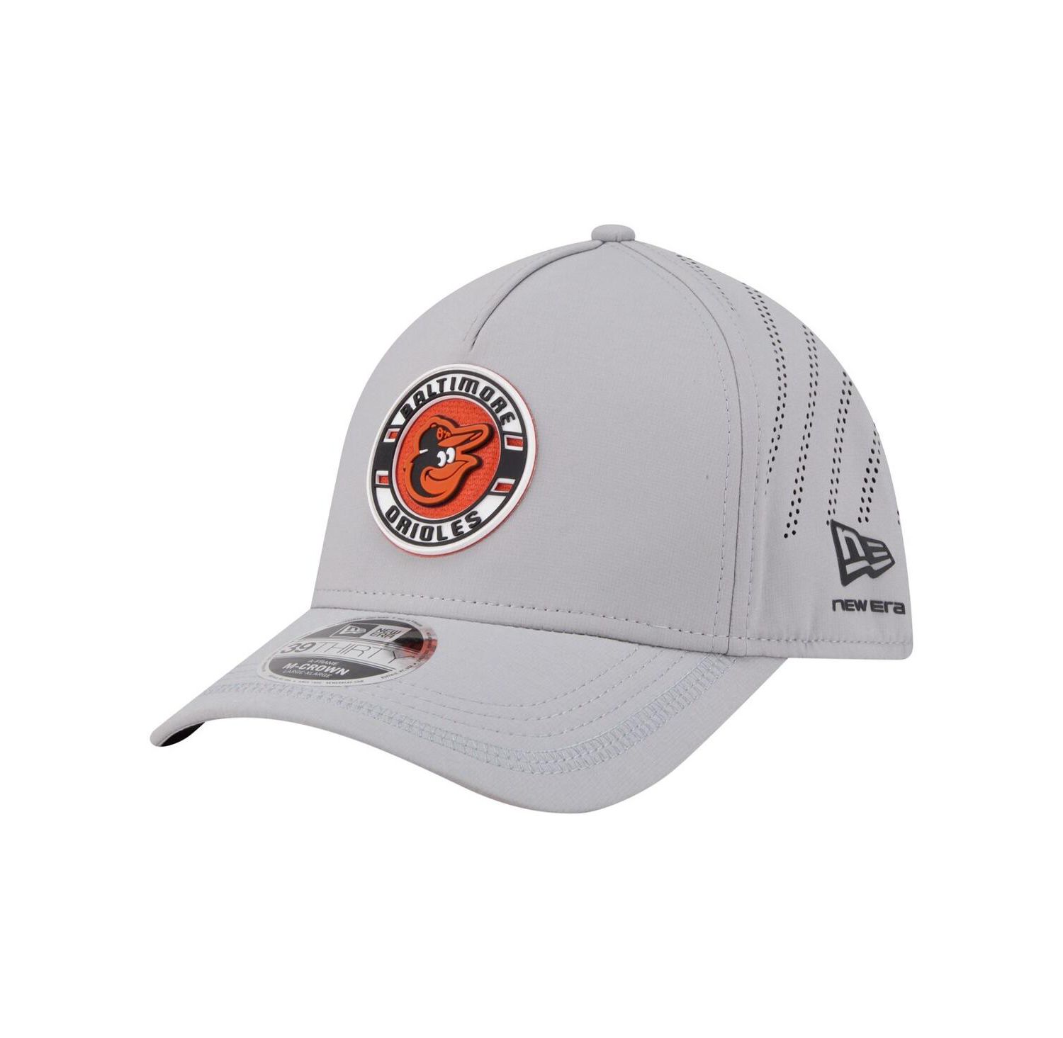 Men's Gray Baltimore Orioles Patch 39THIRTY A-Frame M-Crown Perforated Flex Hat