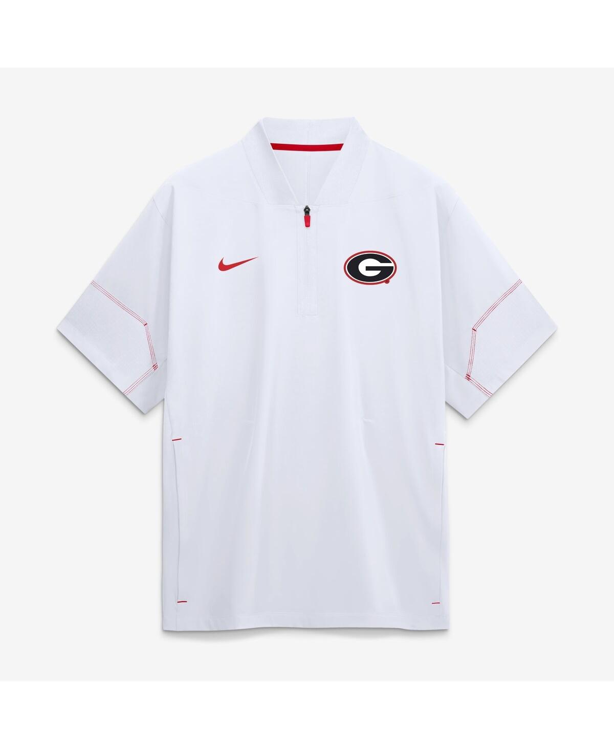Nike Men's White Georgia Bulldogs Sideline Short Sleeve Quarter-Zip Coach Jacket