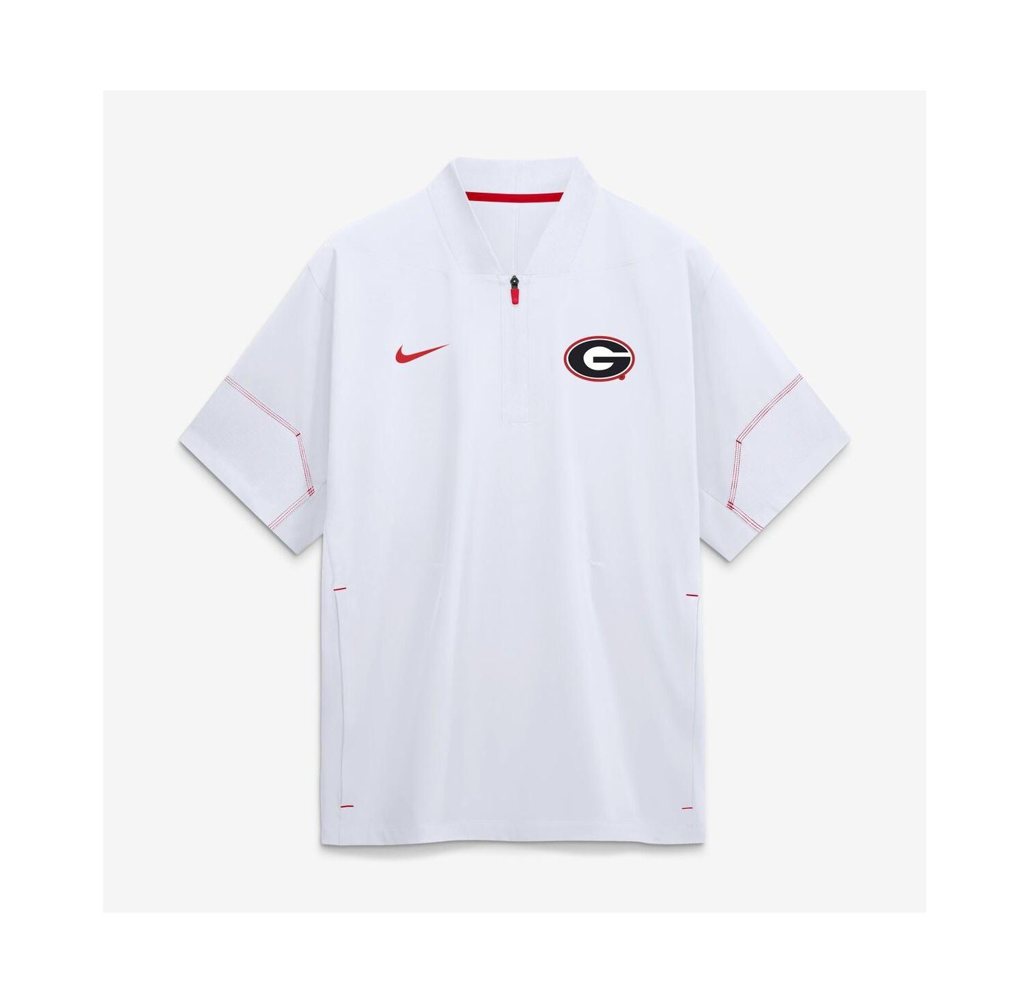 Men's White Georgia Bulldogs 2026 Sideline Short Sleeve Quarter-Zip Coach Jacket