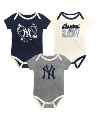 Baby Boys and Girls New York Yankees Home Team 3-Pack Bodysuit Set