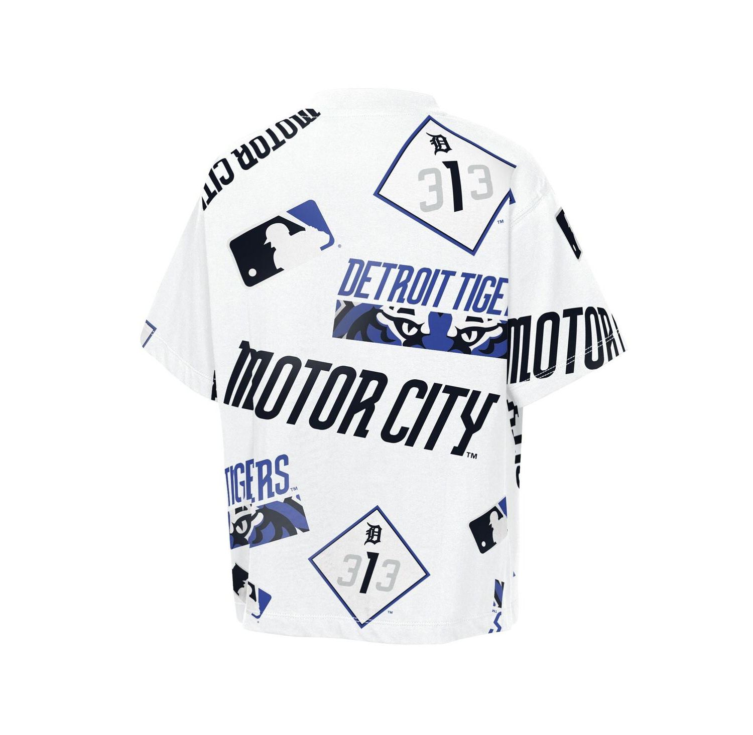 Big Boys and Girls White Detroit Tigers Circus Catch T-Shirt