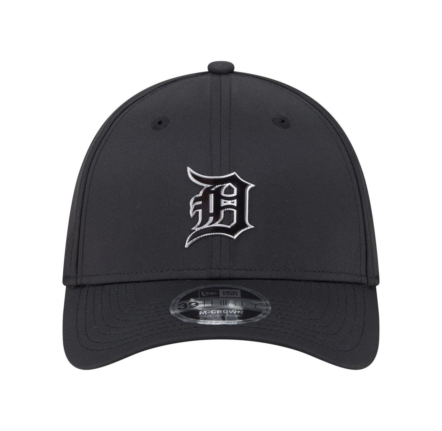 Men's Black Detroit Tigers Metallic 39THIRTY M-Crown Flex Hat