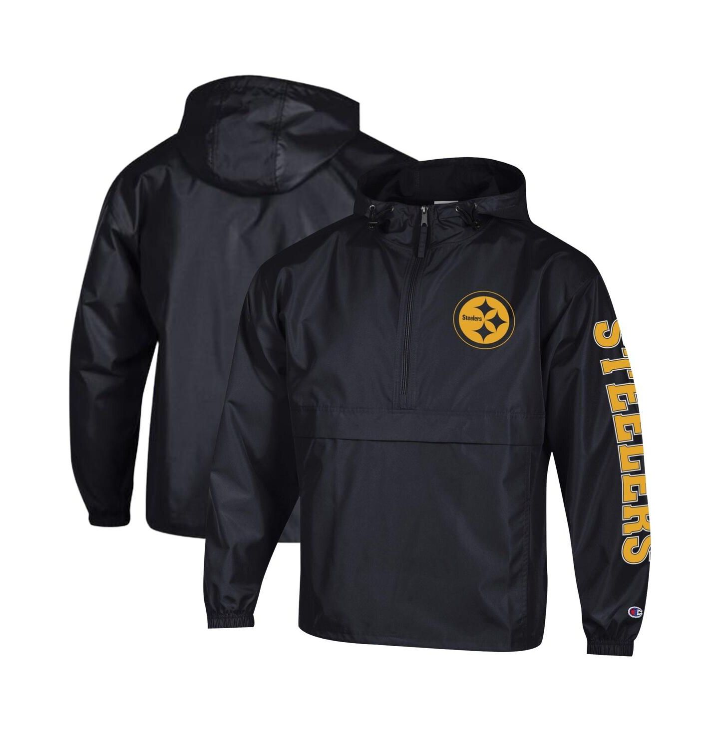 Мужская куртка Champion Black Pittsburgh Steelers Packable Hooded Windbreaker Half-Zip — фото 1