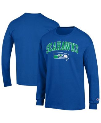 Men's Royal Seattle Seahawks Arch Over Logo Long Sleeve T-Shirt