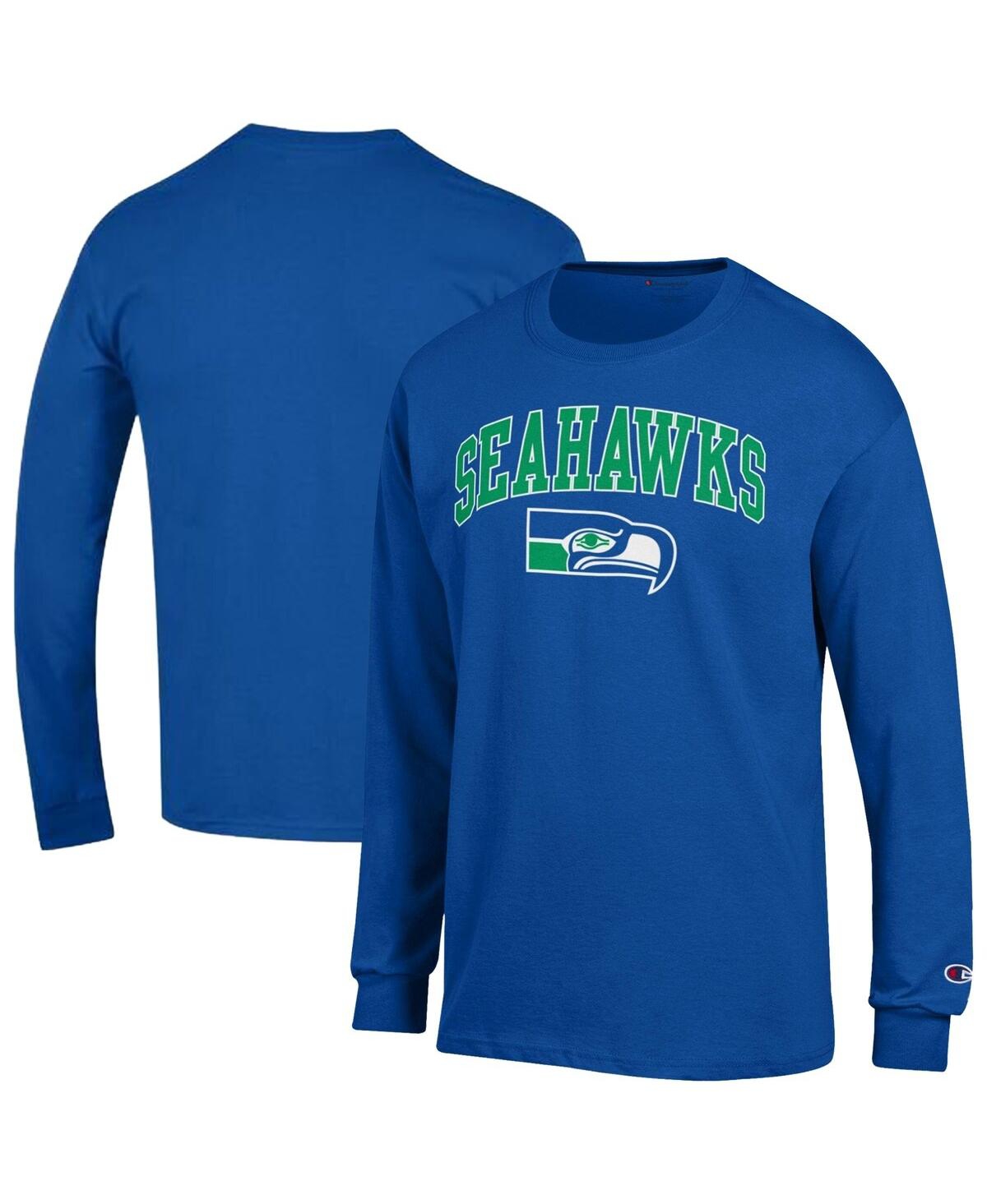 Champion Men's Royal Seattle Seahawks Arch Over Logo Long Sleeve T-Shirt - Royal