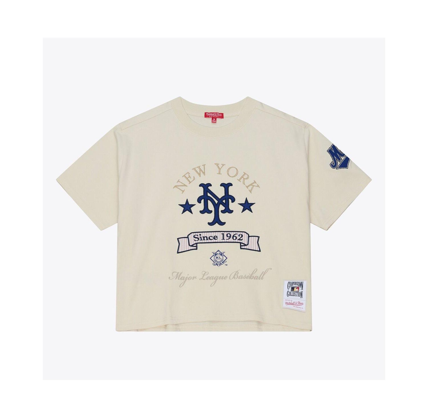 Women's Cream New York Mets Cooperstown Yacht Rock Boxy Cropped T-Shirt