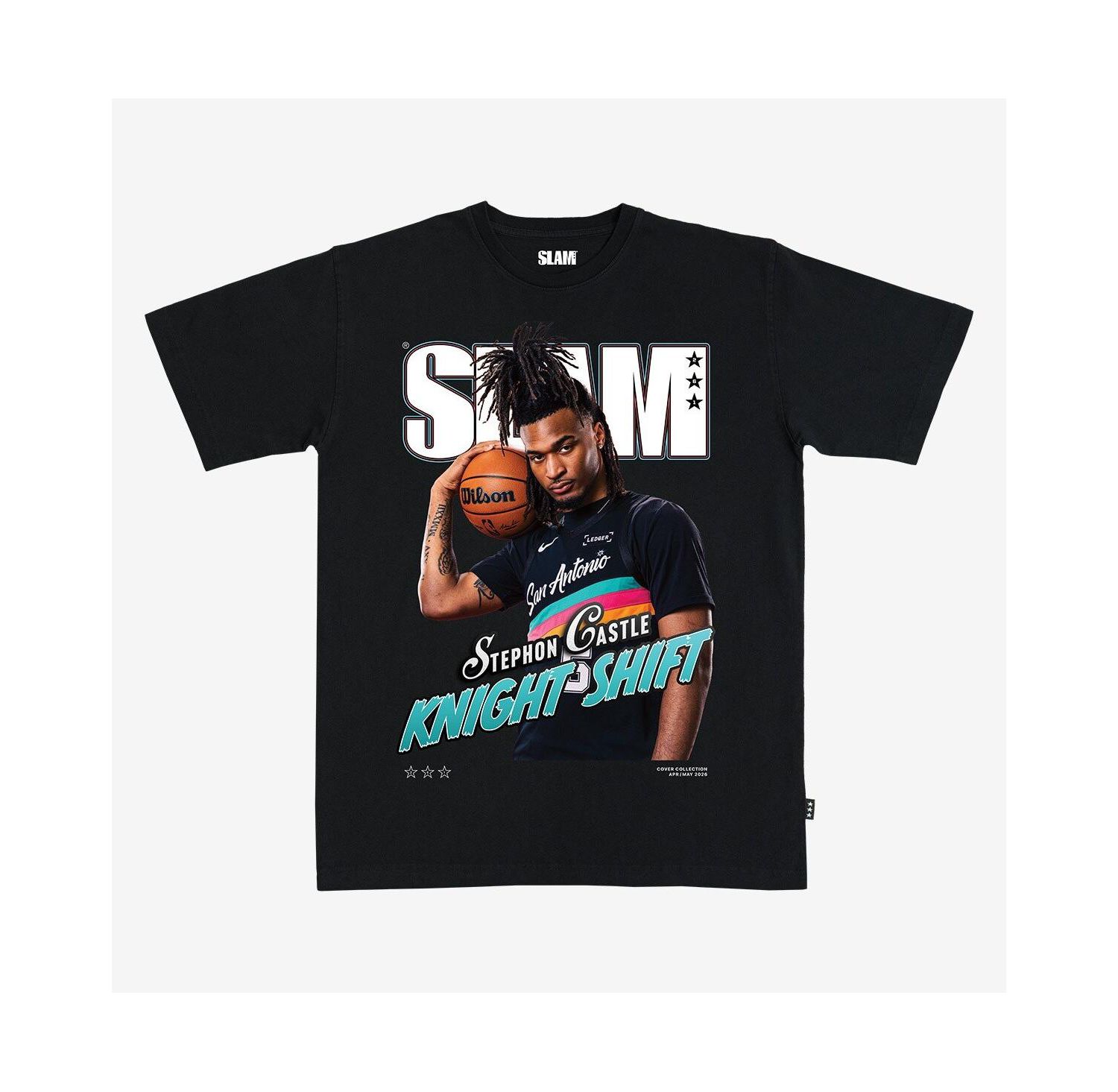 Men's and Women's Stephon Castle Black San Antonio Spurs Cover T-Shirt