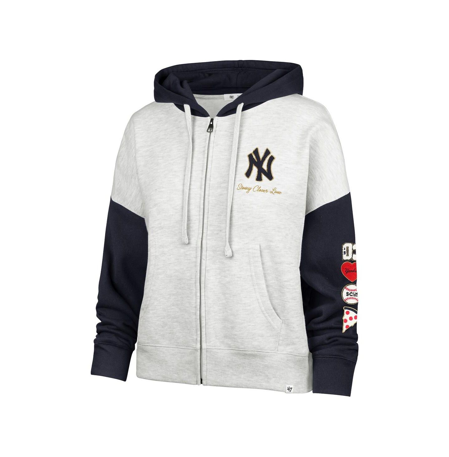 Женское худи '47 Brand Stoney Clover Lane X Heather Gray/Navy New York Yankees Color Block Full-Zip — фото 2
