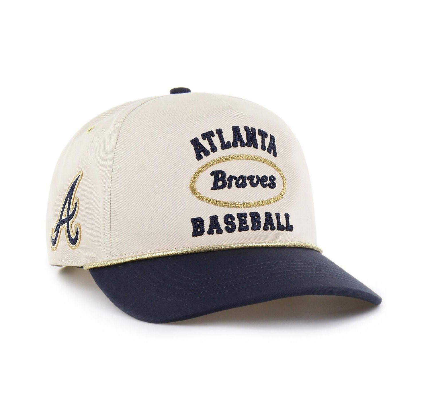 Stoney Clover Lane X Men's Natural/Navy Atlanta Braves Glitter Rope Hitch Adjustable Hat