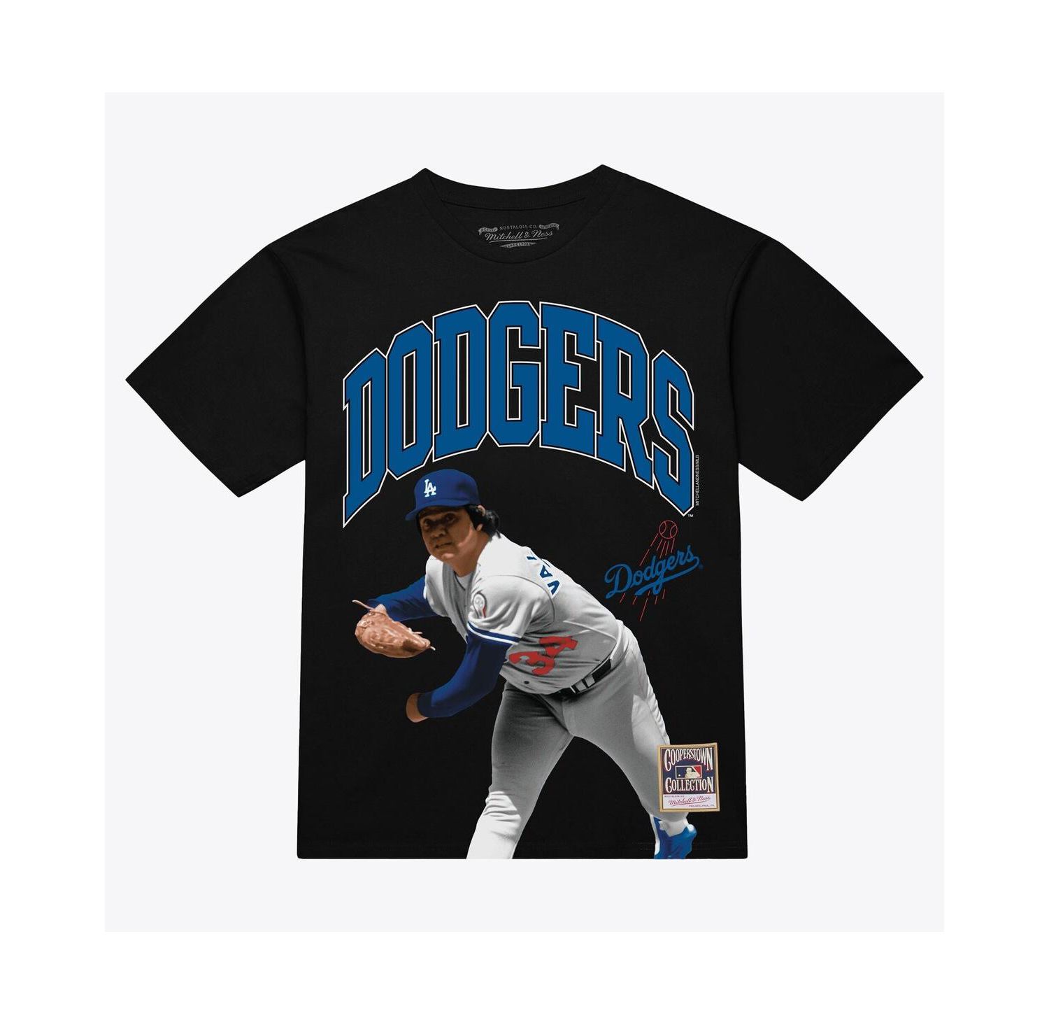 Men's Fernando Valenzuela Black Los Angeles Dodgers Photo Arch Player Graphic T-Shirt
