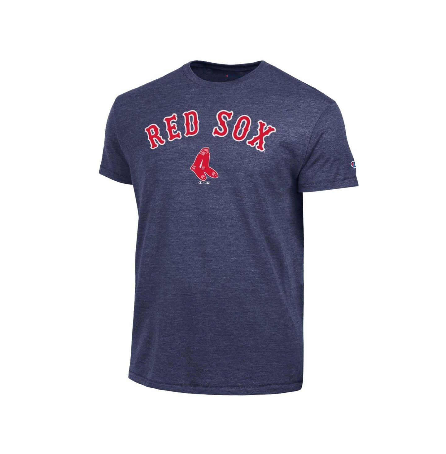 Мужская футболка Champion Navy Boston Red Sox Cooperstown Wordmark Lockup Tri-Blend — фото 2