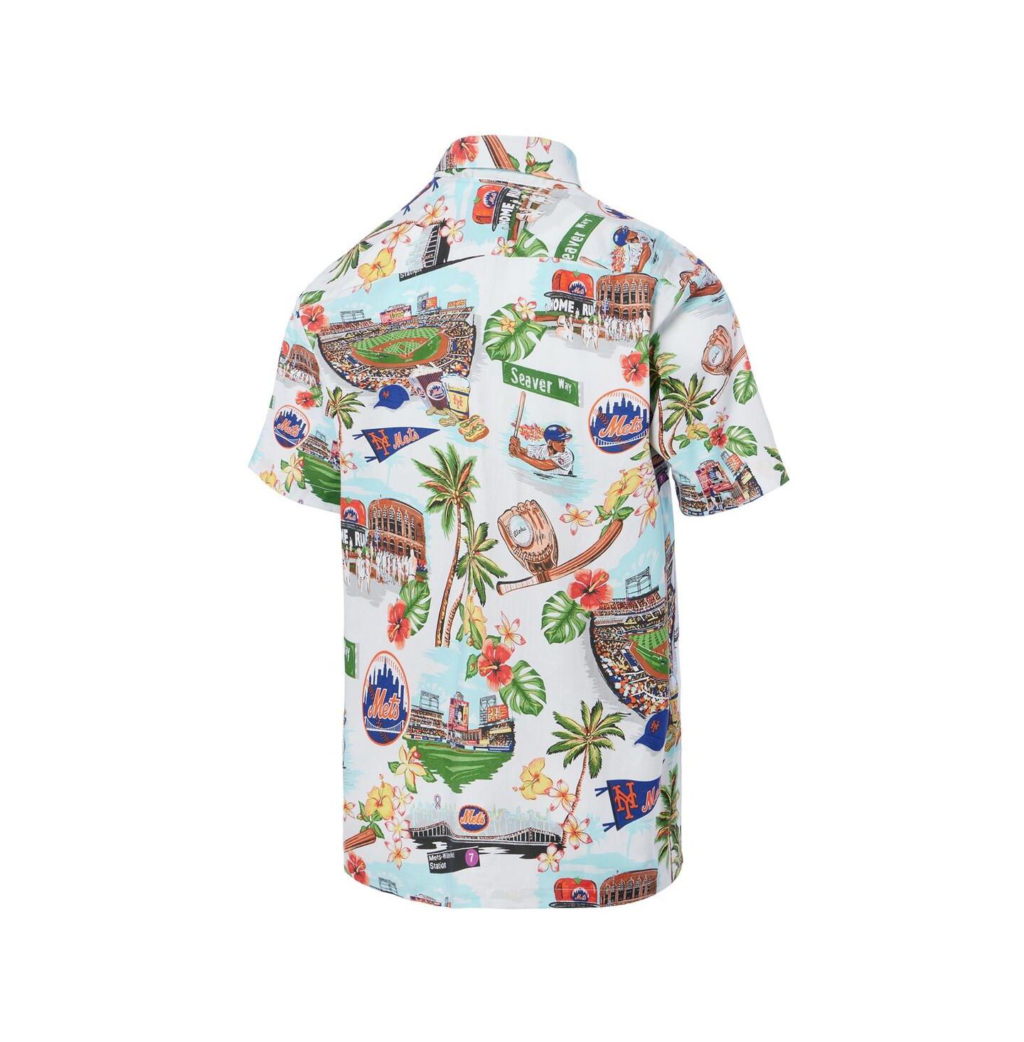 Мужская рубашка Reyn Spooner White New York Mets Scenic Tri-Blend Button-Down — фото 3