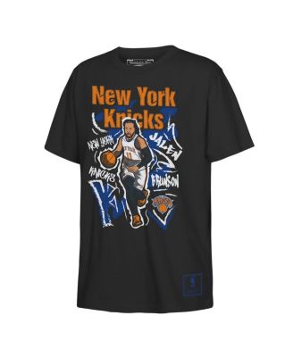 Big Boys and Girls Jalen Brunson Black New York Knicks Chalked Up Player Name & Number T-Shirt
