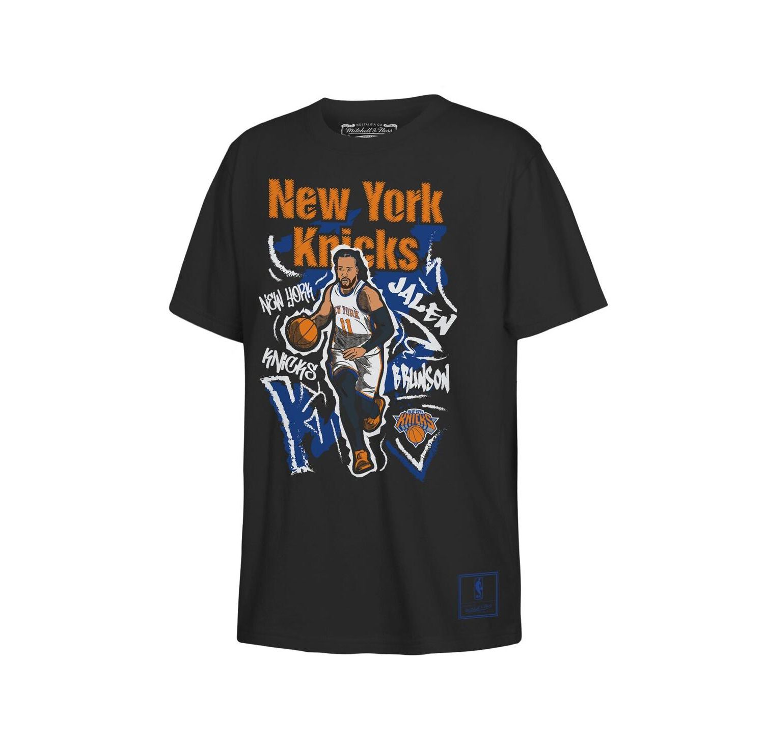 Big Boys and Girls Jalen Brunson Black New York Knicks Chalked Up Player Name & Number T-Shirt