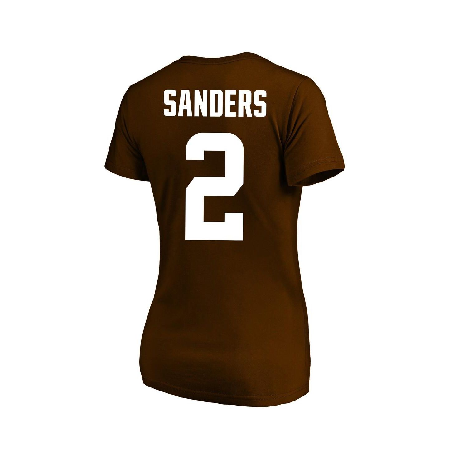 Женская футболка Fanatics Shedeur Sanders Brown Cleveland Browns Plus Size Name & Number V-Neck — фото 3