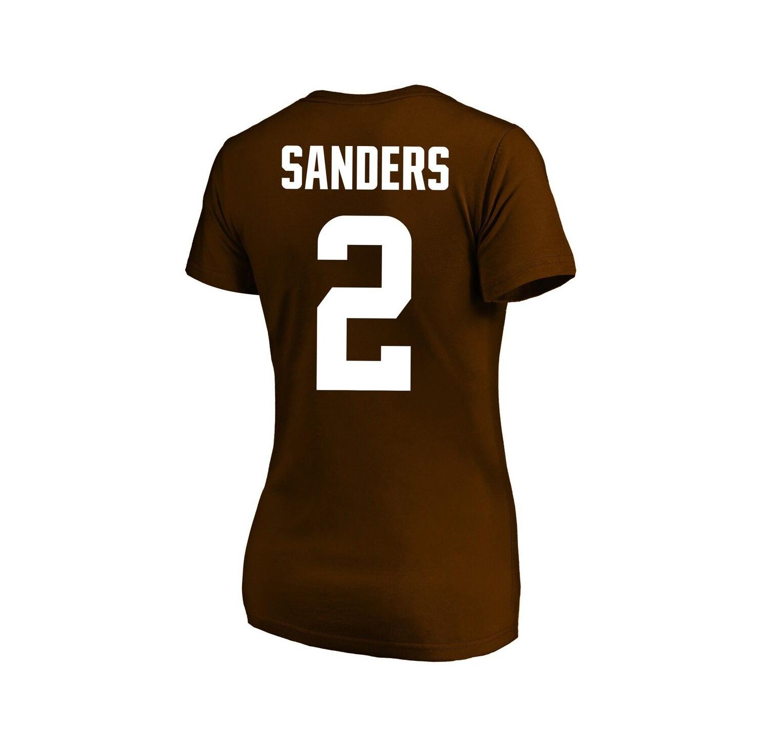 Women's Shedeur Sanders Brown Cleveland Browns Plus Size Name & Number V-Neck T-Shirt