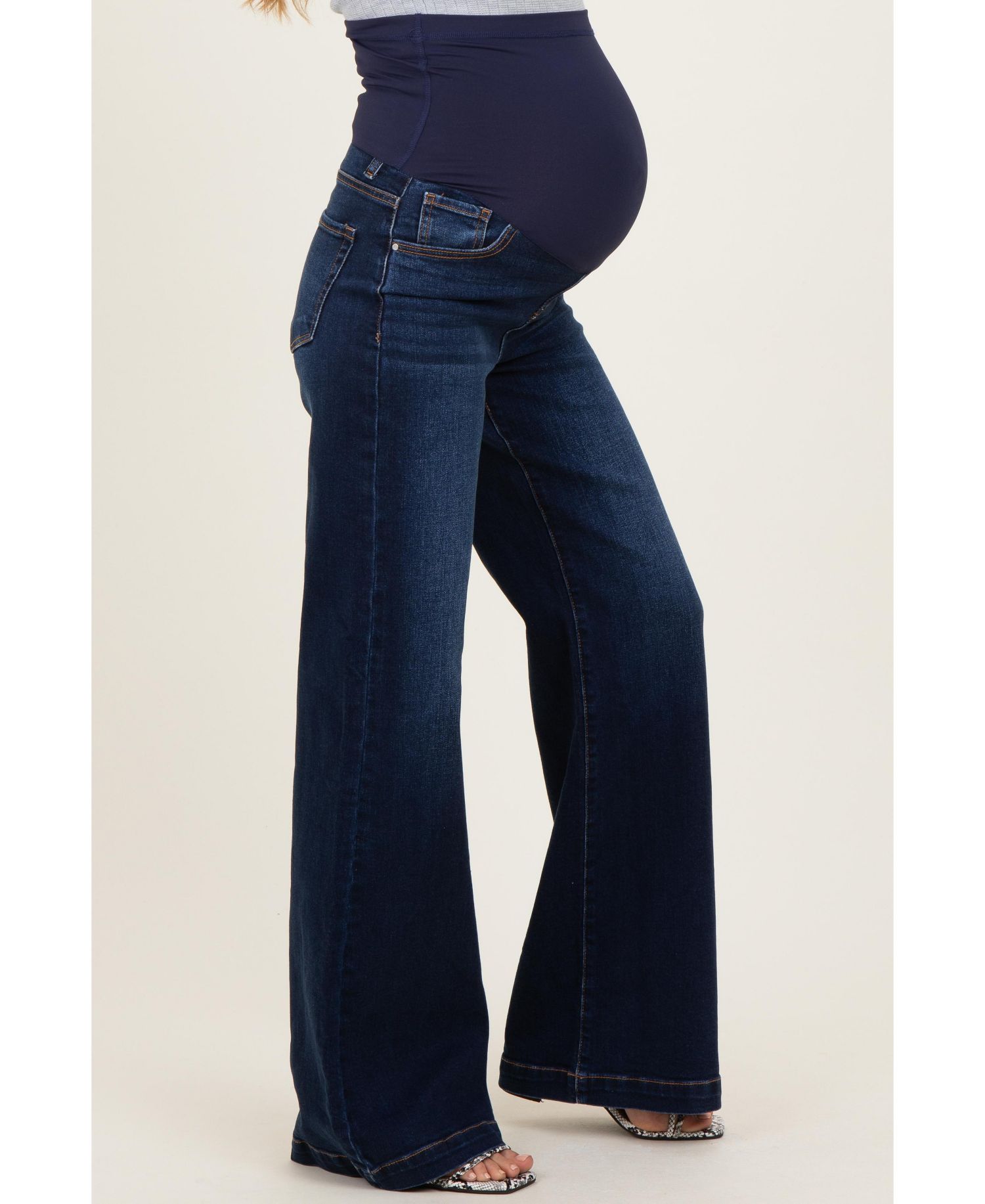 Women's Navy Dark Wash Wide Leg Jeans