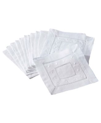 Swiss Dot Collection Embroidered and Hemstitch Napkins, Set of 12