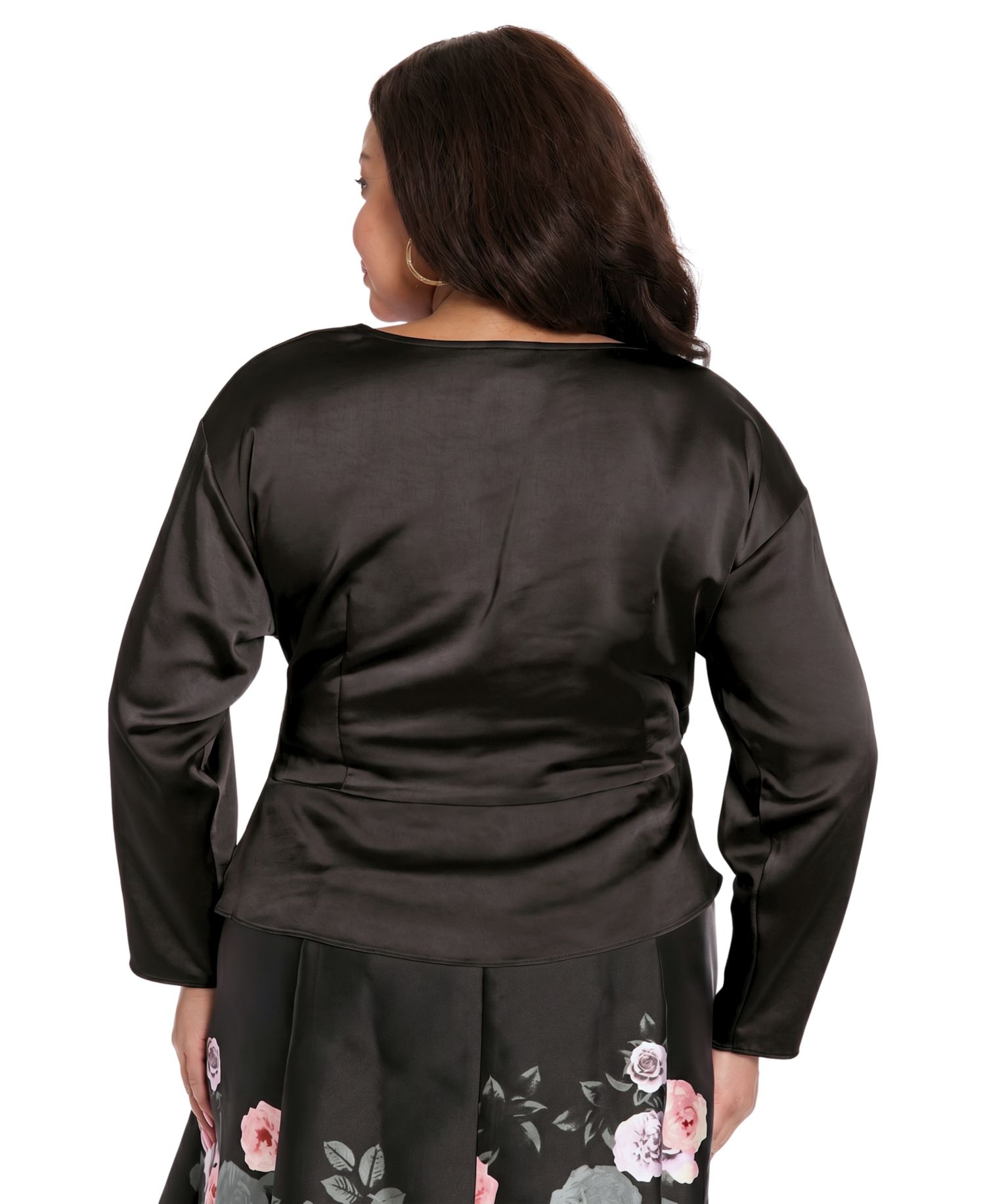 Plus Size V-Neck Long-Sleeve Top