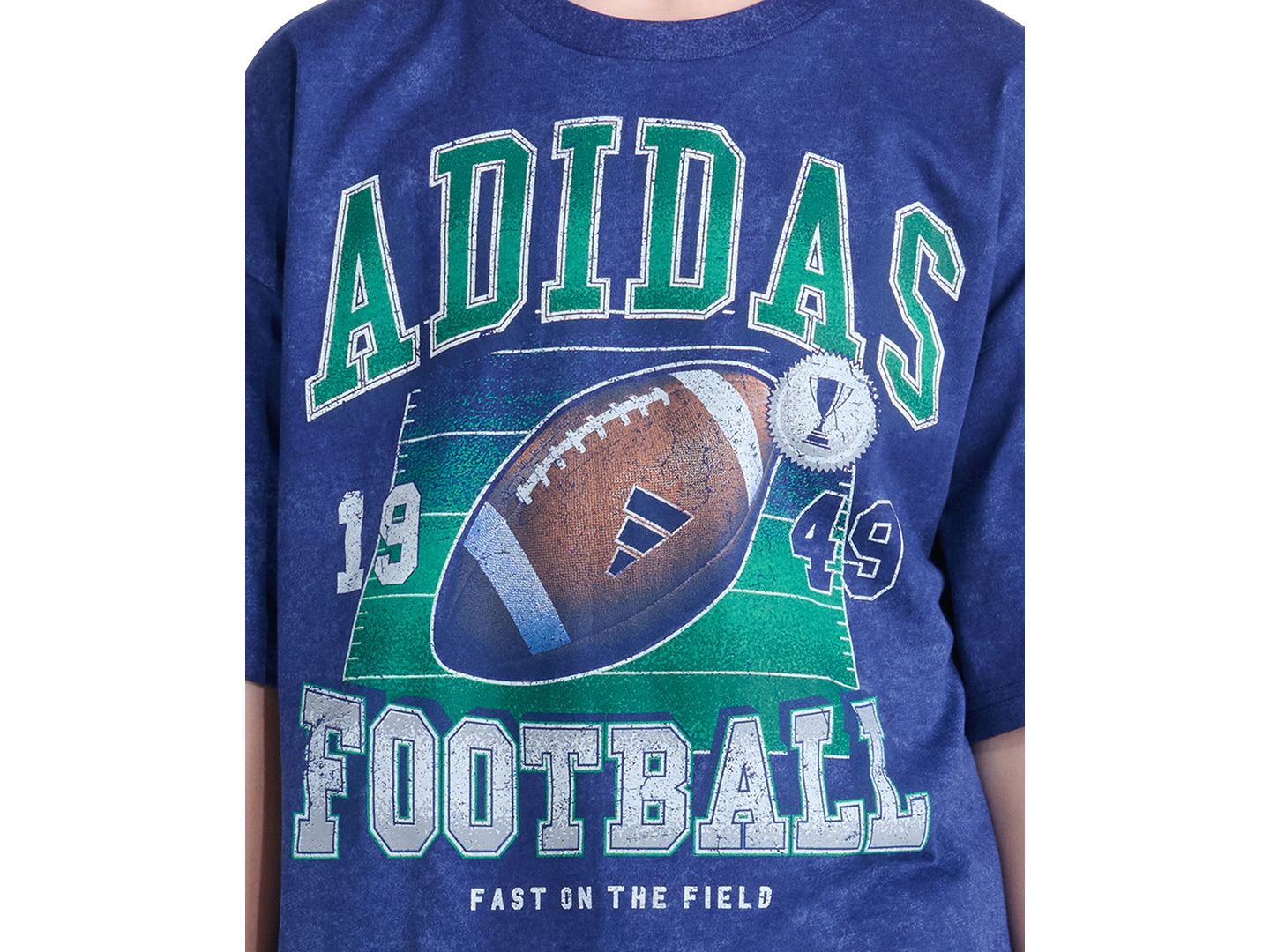 Футболка adidas Football Print Short-Sleeve T-Shirt для мальчиков, цвет: Тёмный синий — фото 3