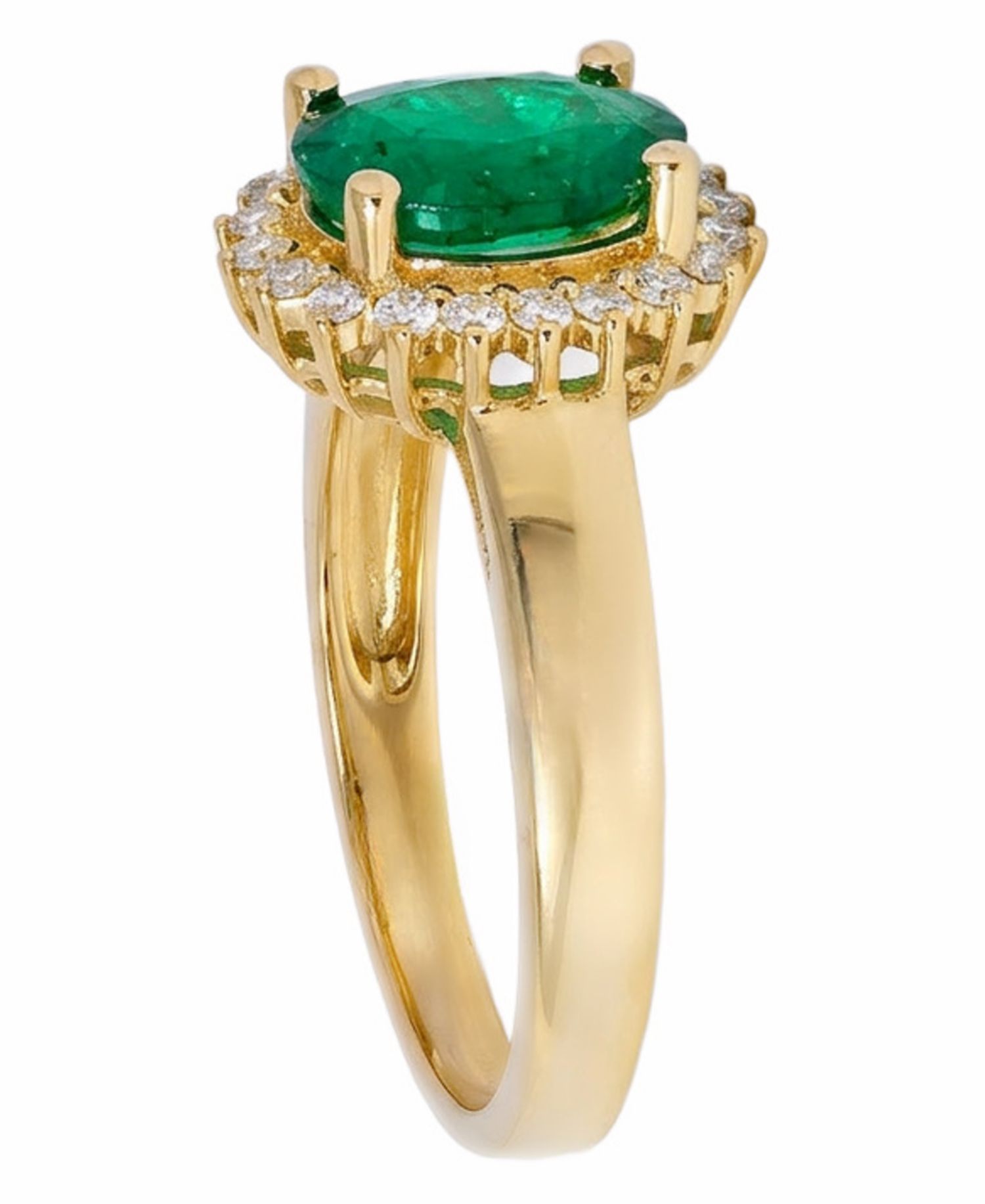 Emerald (1-5/8 ct. t.w.) & Diamond (1/5 ct. t.w.) Ring in 14k Yellow Gold