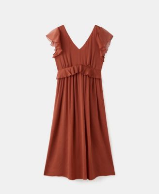 mango red ruffle dress Mango Asymmetric Ruffled Maxi Dress - Red