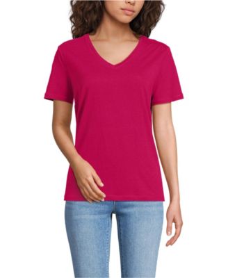 Women's Short Sleeve Linen Blend V-Neck Tee