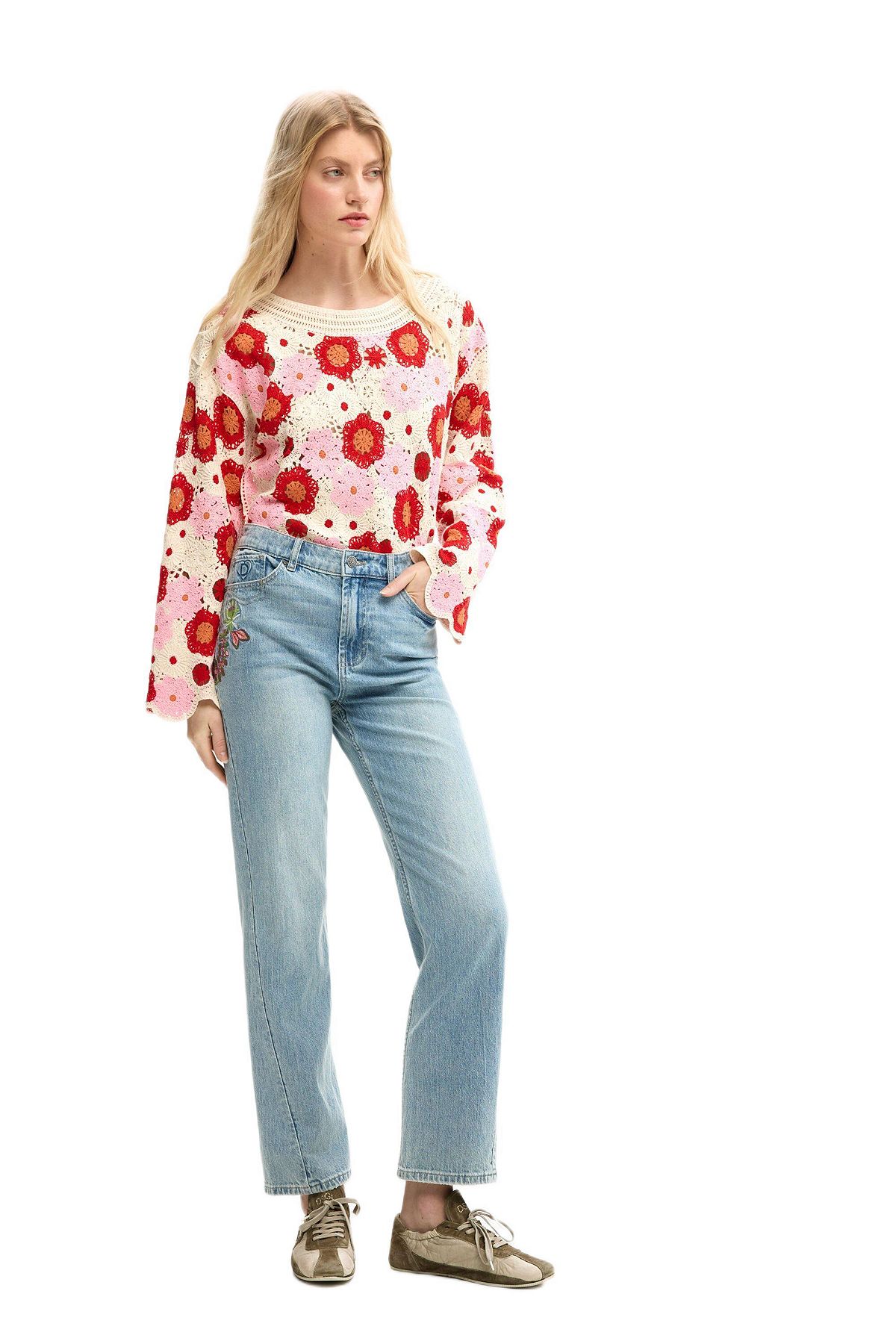 Desigual Women's Straight floral jeans view 2 — MAYCSS fashion products