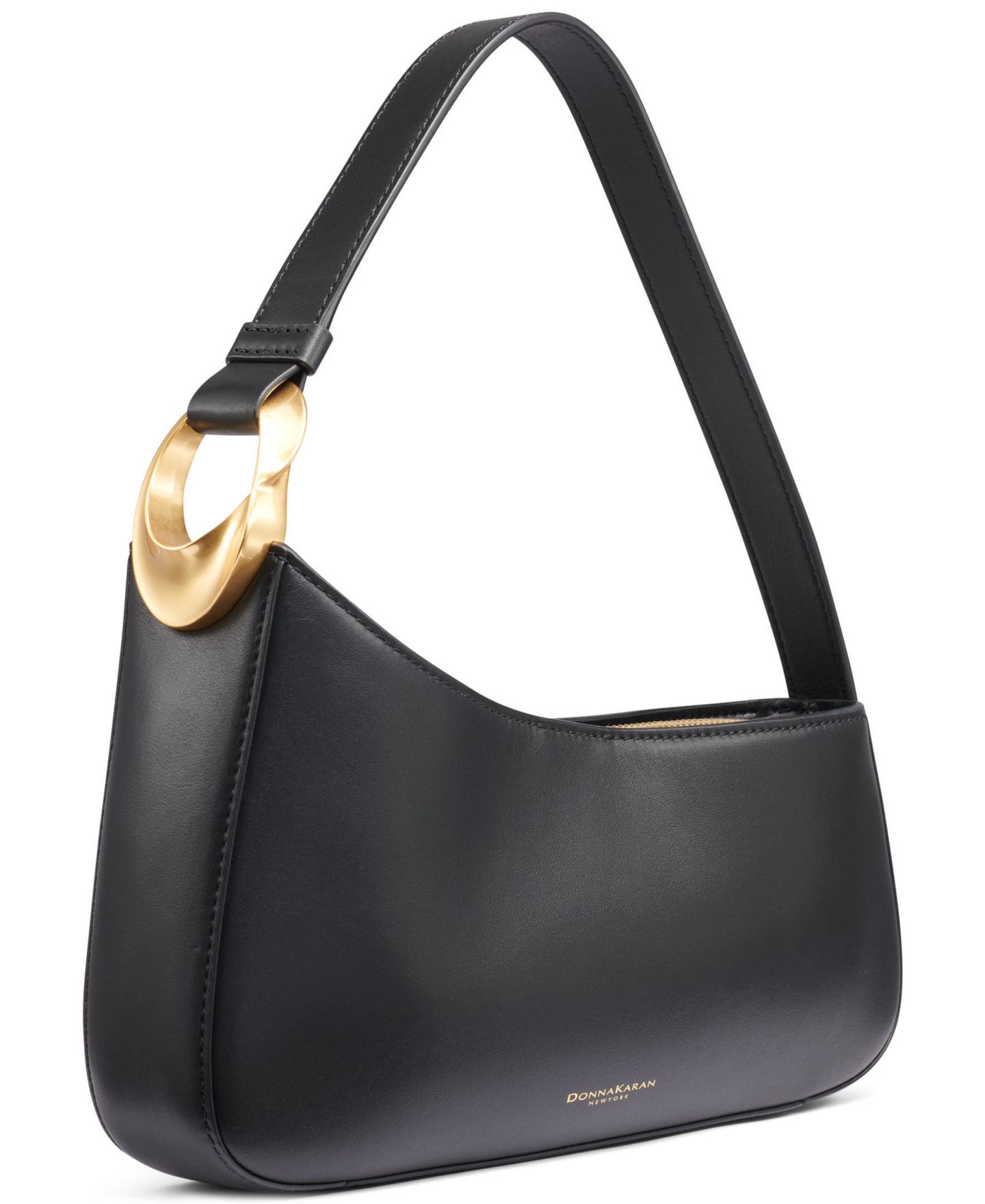 Женская сумка Donna Karan New York Jersey Small Shoulder Handbag, цвет: Чёрный / Золотой — фото 3