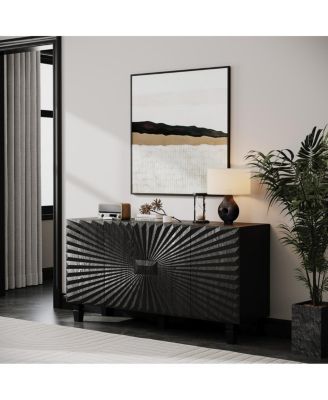 Modern 59" Buffet Sideboard with 4 Sunburst Doors