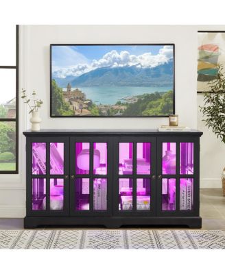 Antique LED Curio Display Cabinet with Glass Doors