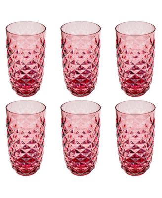 Diamond Cut Acrylic Drinking Glasses, Set of 6