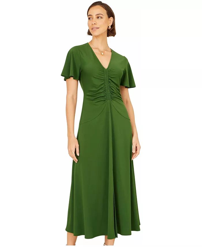 Women's Ruched Front Stretch Midi Dress - thumbnail 7